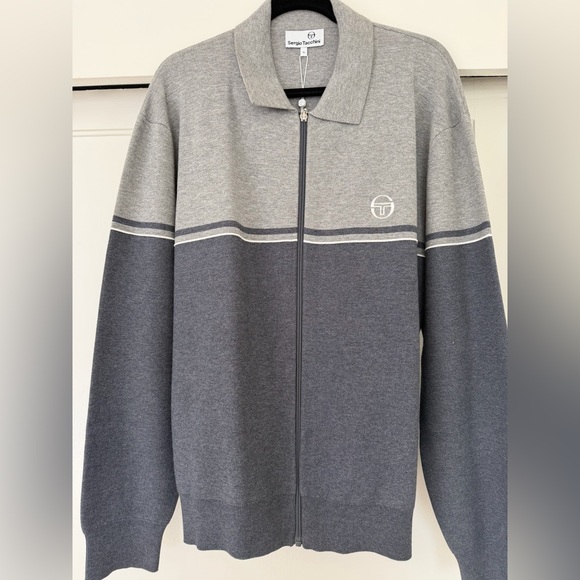 Sergio Tacchini Mens Nostra Jacket. Two-Tone Gray Zip-Up Sweater Xl - Picture 6 of 7